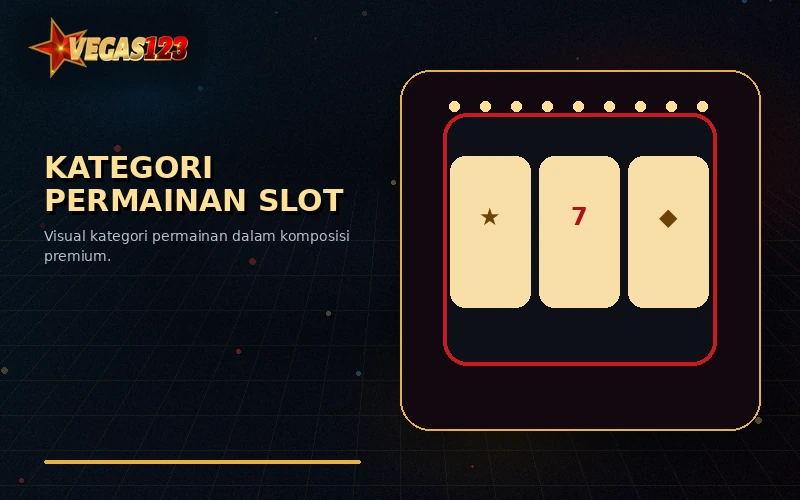 Ilustrasi kategori permainan slot klasik, video, jackpot, dan cascading